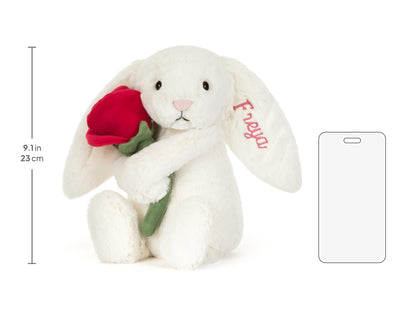 Personalised Cream Bunny with Rose